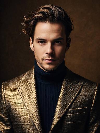 Modern Fashion Portrait of Man in Gold Blazer