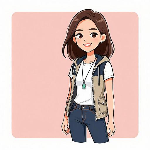 Smiling Woman in Casual Chic Outfit