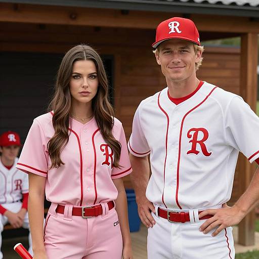 Baseball Players in Team Uniforms