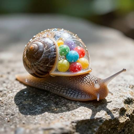 Macro Snail with Transparent Candy Shell