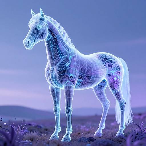 Majestic AI Horse in Digital Sci-Fi