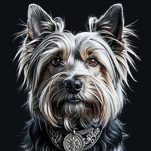 Anamorphosis Portrait of Skye Terrier Dog