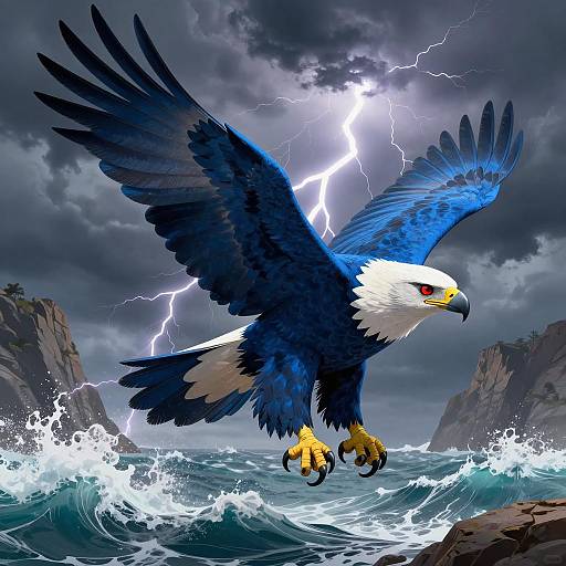 Majestic Blue Eagle in Stormy Skies