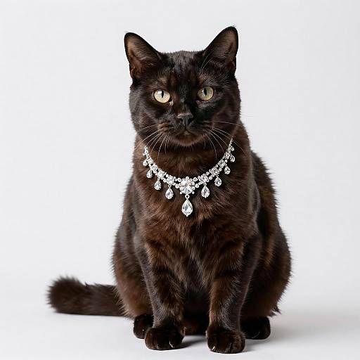 Highlander Cat with Diamond Necklace