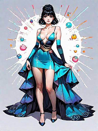 Woman in Iridescent Party Dress