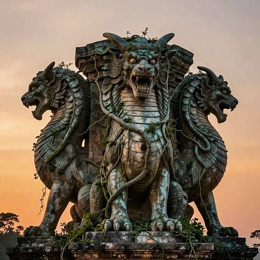 Three-Headed Hydra at Ancient Temple