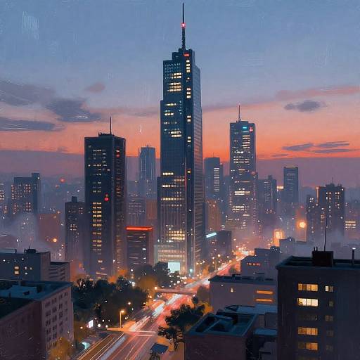 Futuristic Cityscape at Dusk