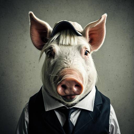 Pig in Formal Suit with Cap