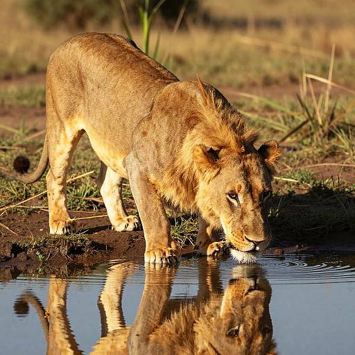 Majestic Lioness Drinking at Waterhole