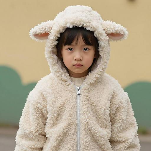Young Girl in Realistic Sheep Costume