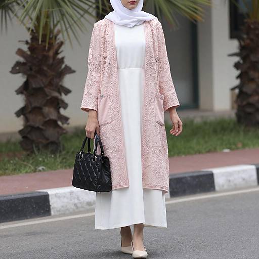 Woman in White Dress on Street