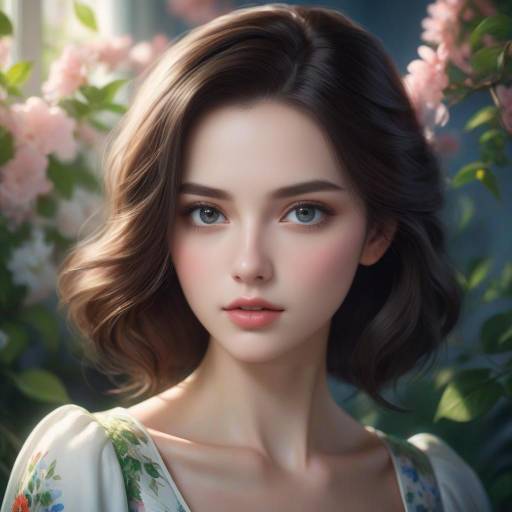 Stunning Woman Portrait with Floral Elements