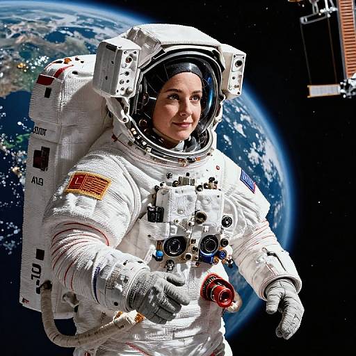 Embroidery Texture Female Astronaut Portrait