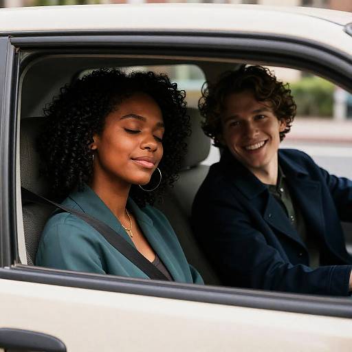 Sunny Car Ride with Friends