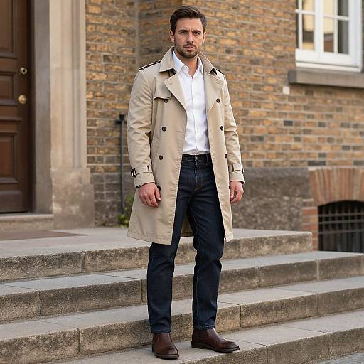 Confident Man in Classic Trench Coat