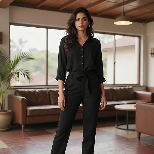 Stylish Woman in Indoor Lounge Set