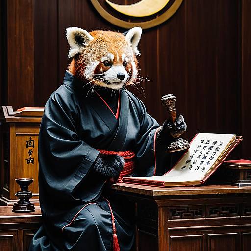 Red Panda as Taiwanese Lawyer in Courtroom