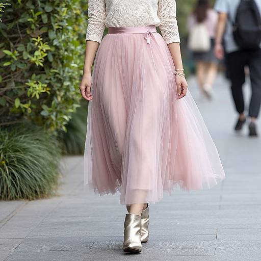 Elegant Woman in Pink Tulle Skirt