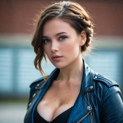 Portrait of Young Woman in Leather Jacket