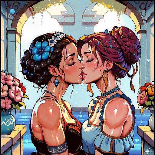 Tender Kiss Between Ukrainian and Russian Girls