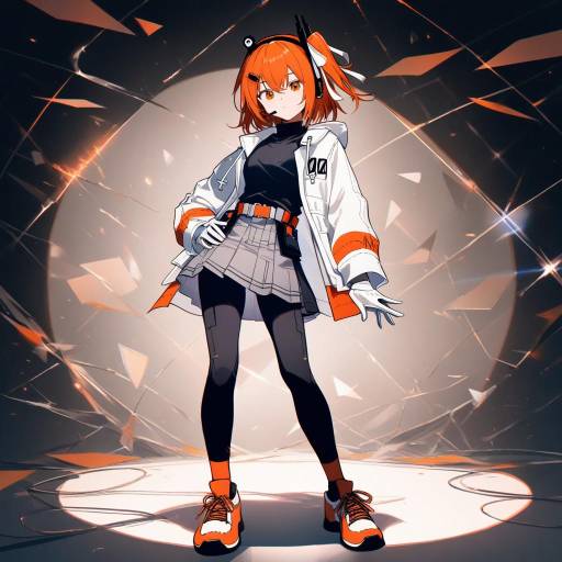 Serene Android Girl in Techy Attire