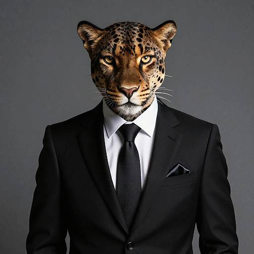 Anthropomorphic Panther Politician Portrait