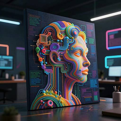 AI Creativity in Neon Tech Canvas
