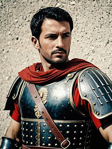 Man in Roman Soldier Costume Portrait