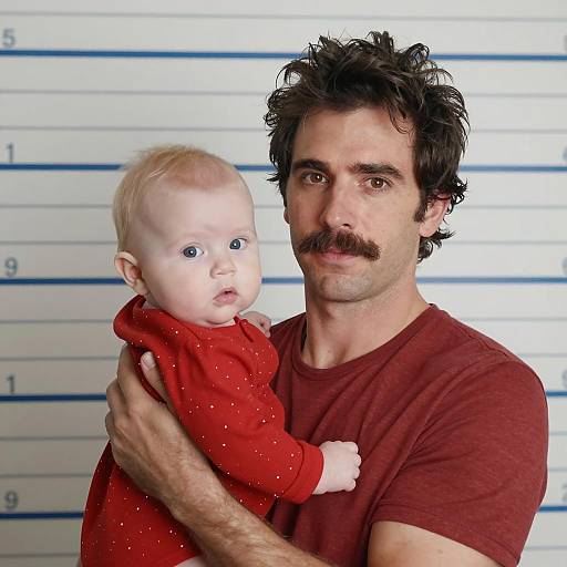 Family Portrait: Father and Baby in Red