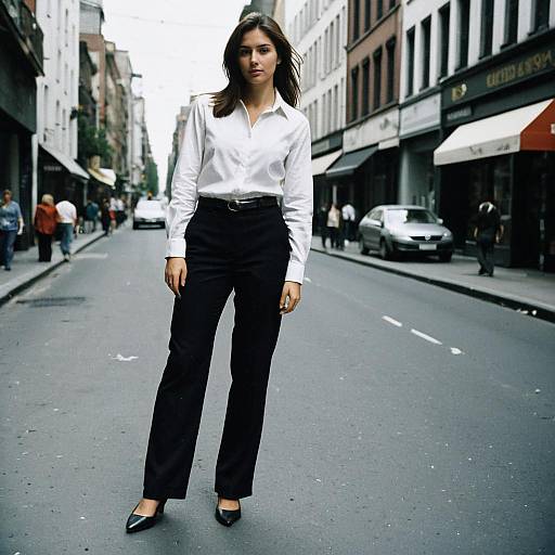 Woman in White Shirt and Black Pants