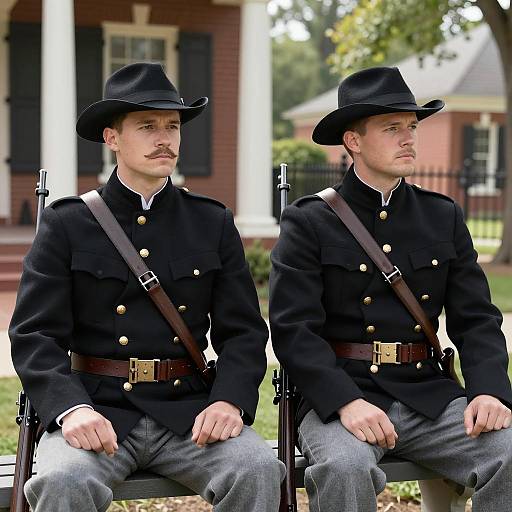 Civil War Soldiers on a Park Bench