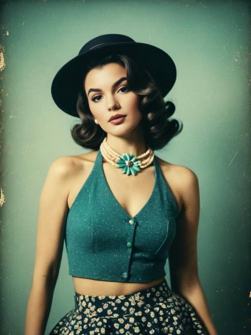 Vintage Style Woman in Boho Chic Outfit