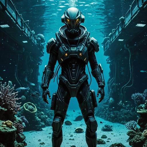 Alien Cyberpunk Underwater Soldier