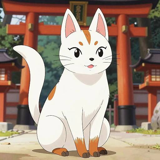 Playful Kitsune Spirit at Shrine