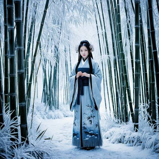Yuki-Onna in Snowy Bamboo Grove