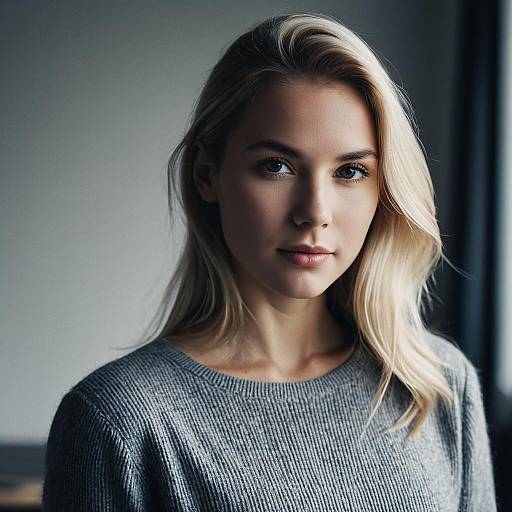 Portrait of Scandinavian Woman with Blonde Hair