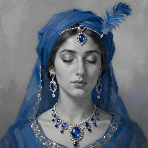 Serene Woman in Classical Jewelry Portrait
