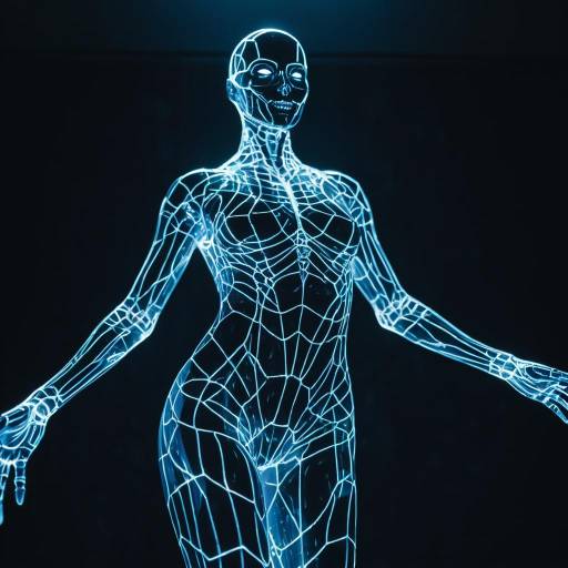 Phantasmagorical Android Dancer in Neon Glow