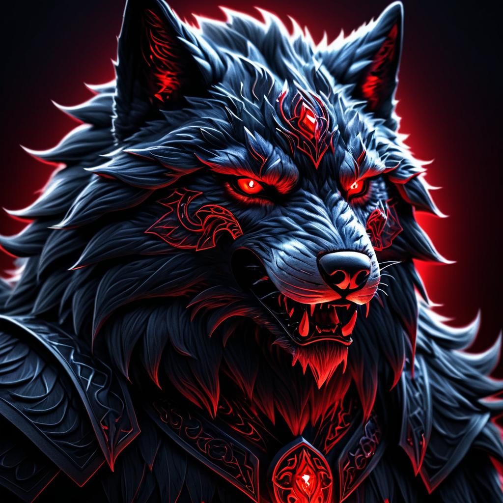 Fierce Humanoid Wolf in Dark Fantasy