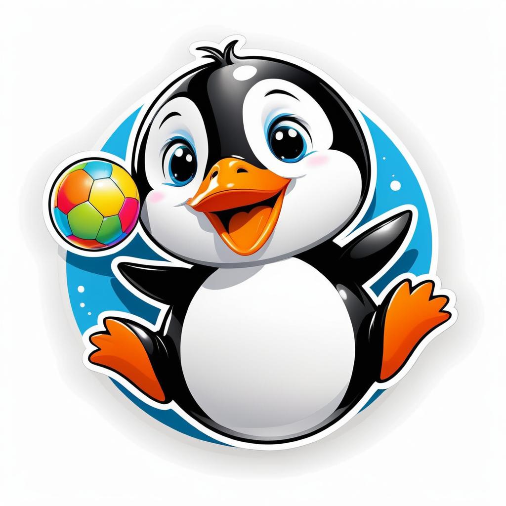 Playful Penguin Cartoon Sticker Design