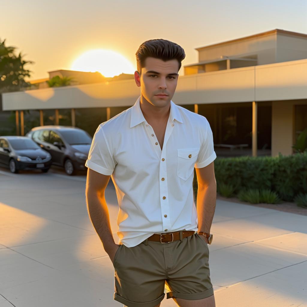 Casual Young Man in Golden Hour