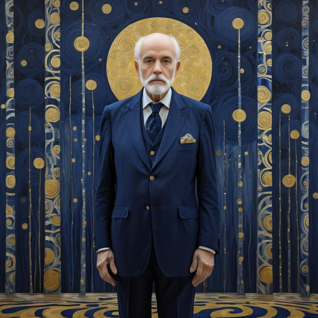 Elderly Man in Klimt-Style Gothic Art