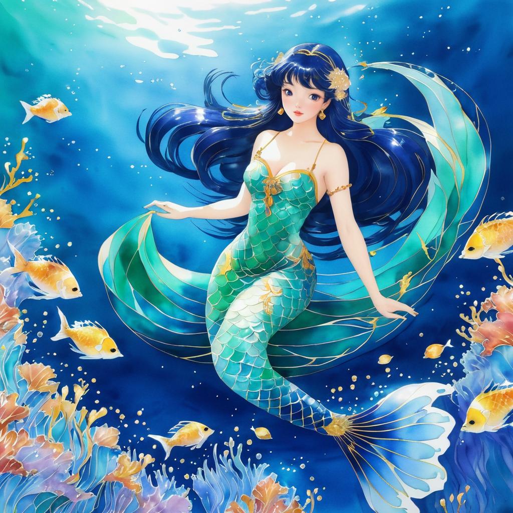 Stunning Mermaid Art in Mangaka Style