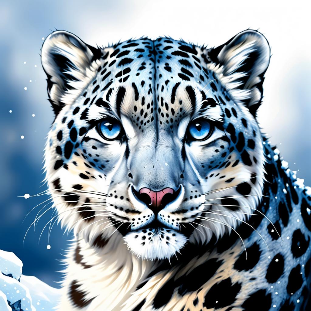 Hyper-Realistic Snow Leopard Portrait