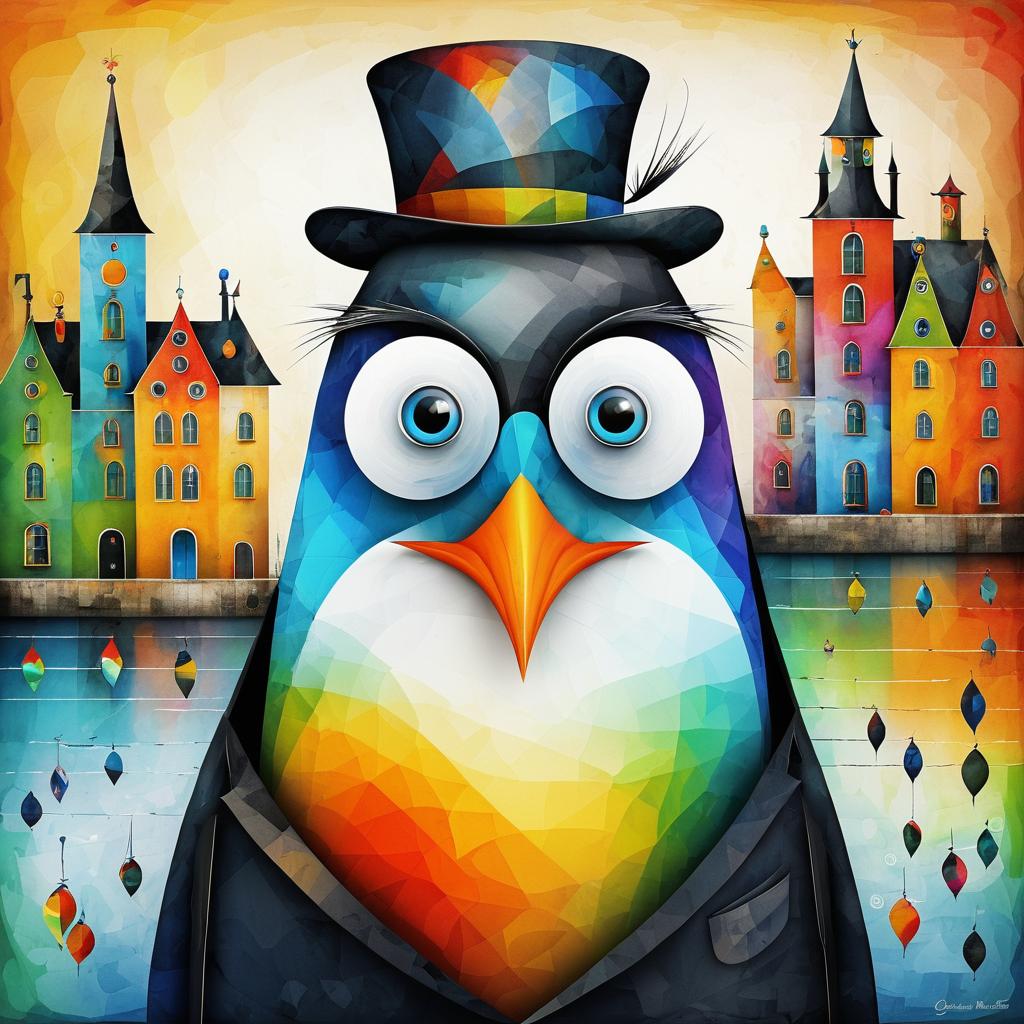 Vibrant Mr. Penguin in Artistic Styles