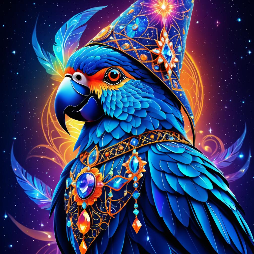 Mystical Wizard Parrot Fantasy Portrait