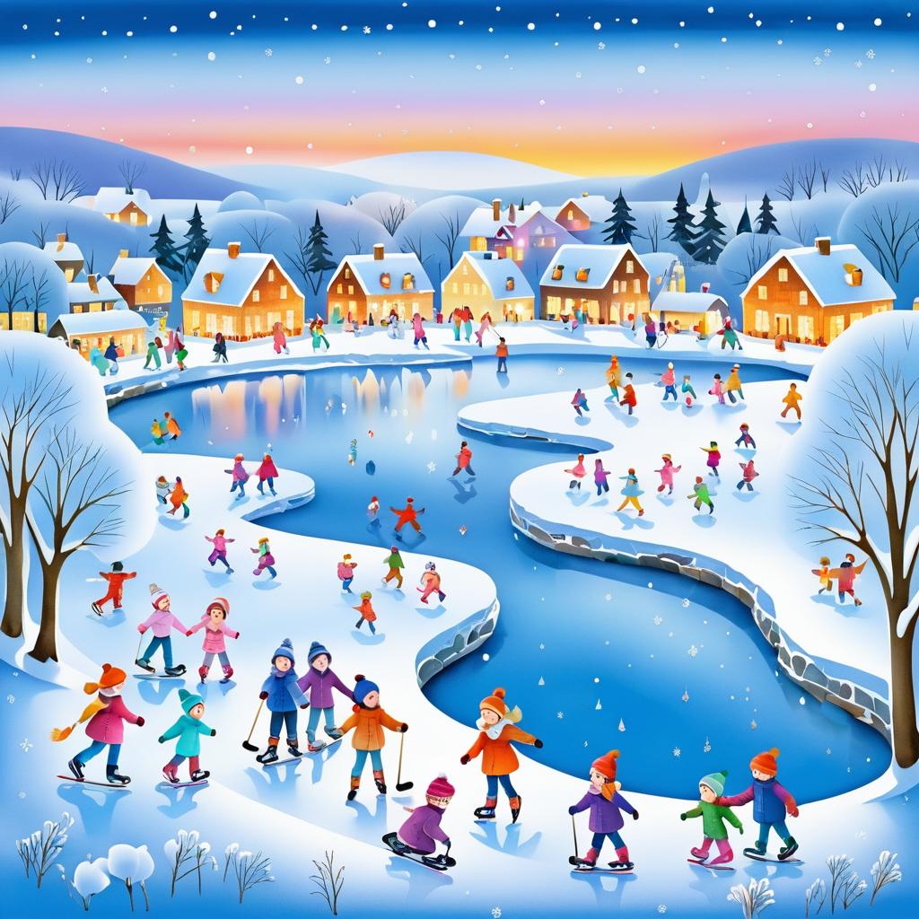 Joyful Winter Scene with Ice Skating