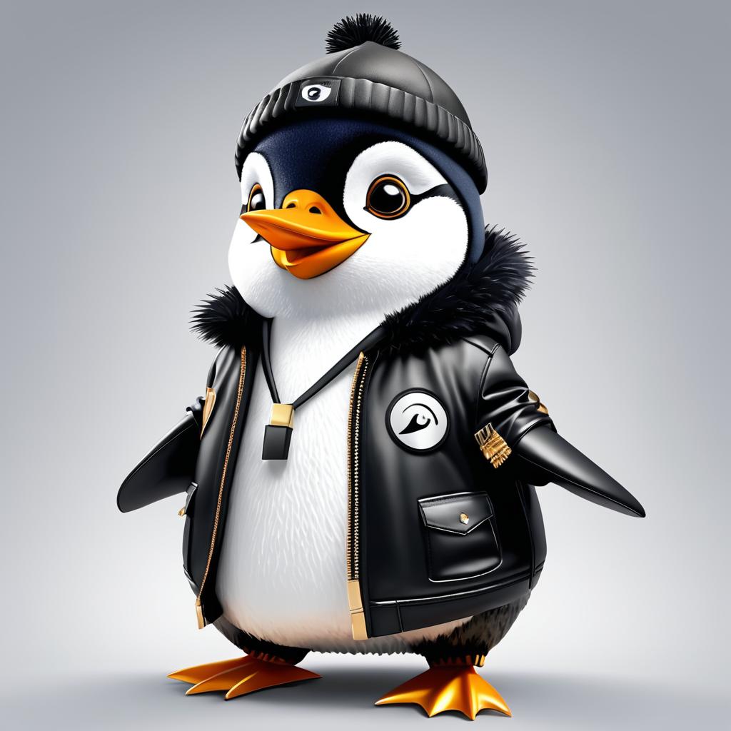 Cool Penguin Rapper in Leather Gear