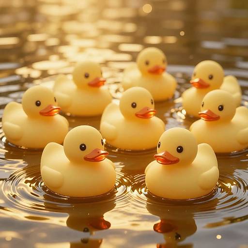 Radiant Rubber Ducks in Molten Gold