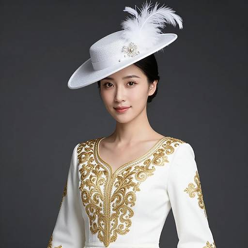 Elegant Woman in Embroidered Dress